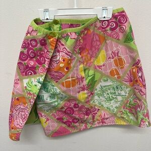 Lilly Pulitzer girls reversible wrap skirt flower tropical size 7